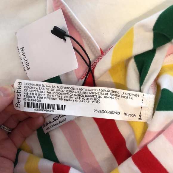 Bershka multicolour stripe sleeveless bodysuit. Size XS. NWT. - Picture 7 of 9